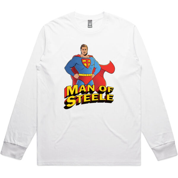Man Of Steele Long Sleeve - White Thumbnail